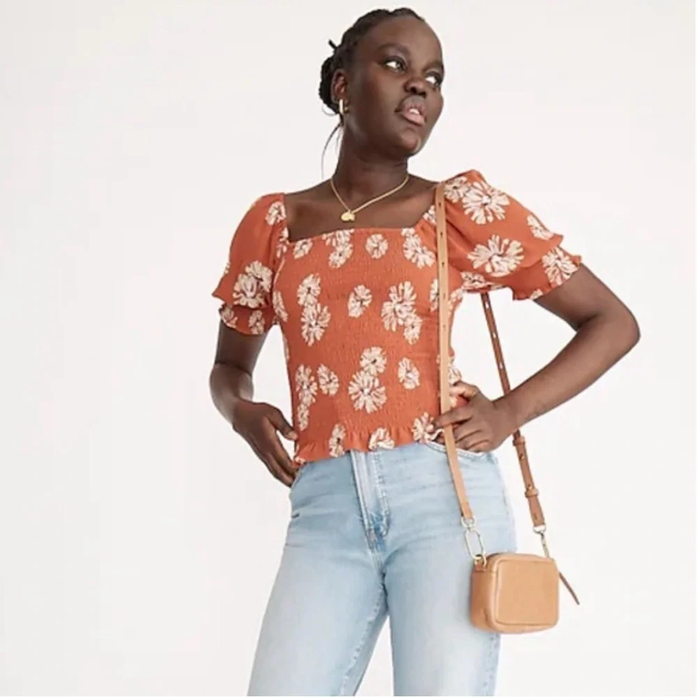 NWT Madewell Georgette Lucie Puff Sleeve Top